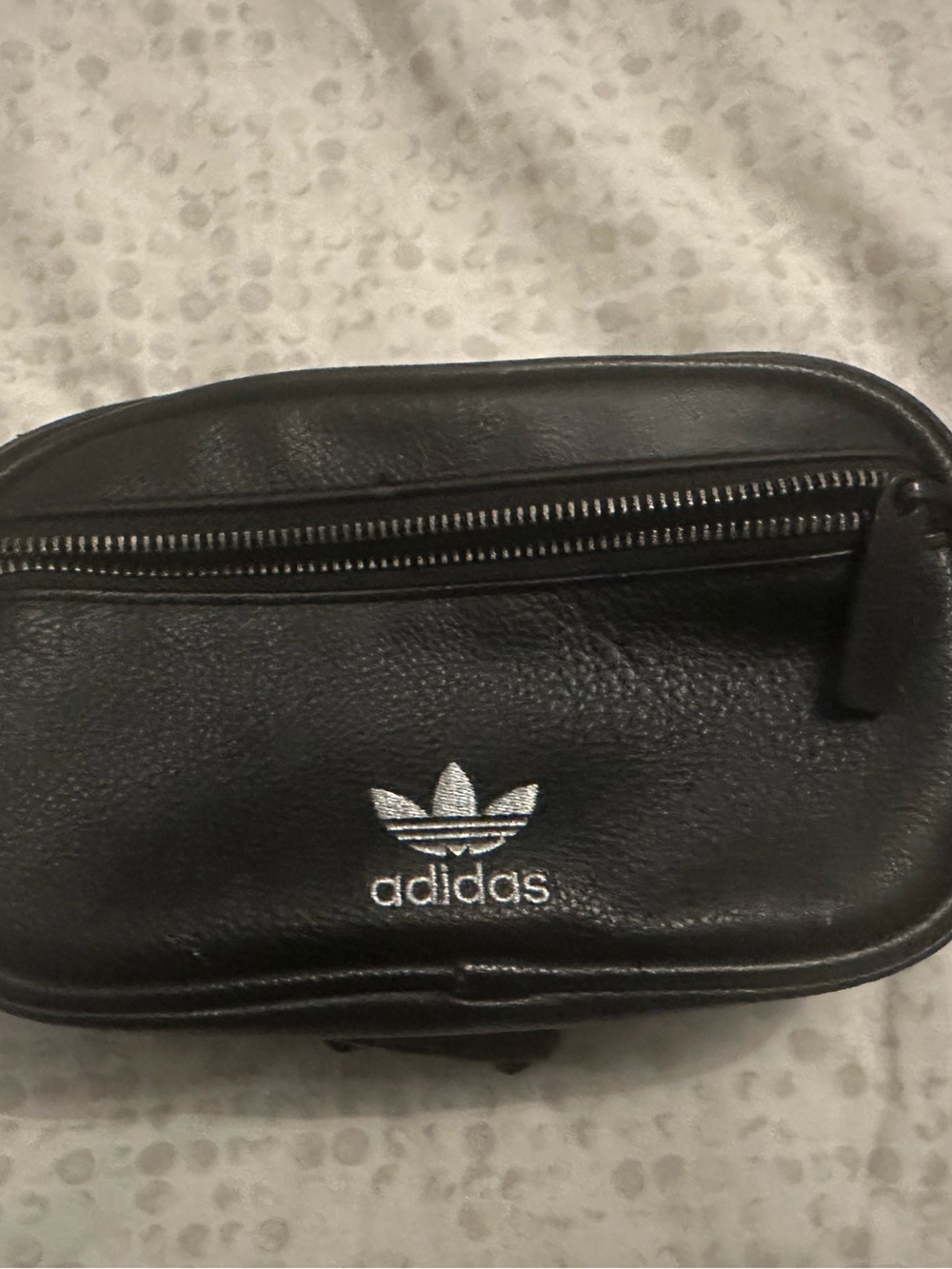 adidas Black Leather Belt Bag with Trefoil Patch